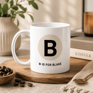 Tasse Initiale Moderne – Design “B est pour [Nom]”
