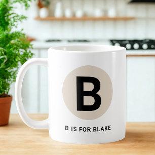 Tasse Initiale Moderne – Design “B est pour [Nom]”