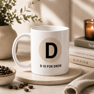 Tasse initiale moderne – Design “D pour [Nom]”