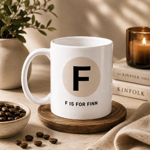 Tasse initiale moderne – Design “F est pour [Nom]”