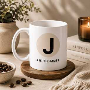 Tasse initiale moderne – Design “J est pour [Nom]”
