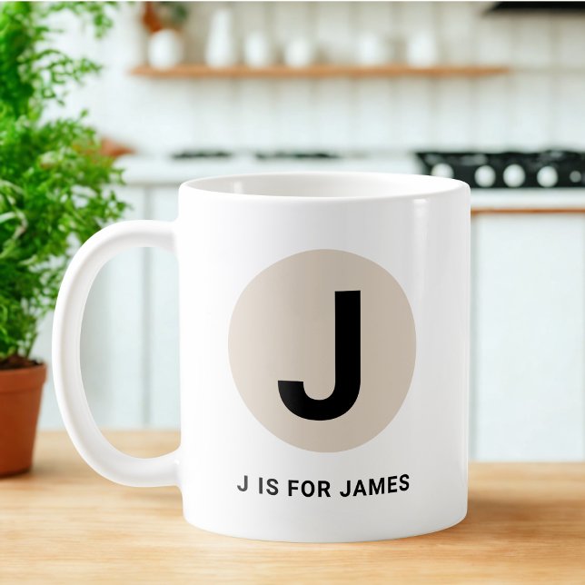Tasse initiale moderne – Design “J est pour [Nom]” (Créateur téléchargé)