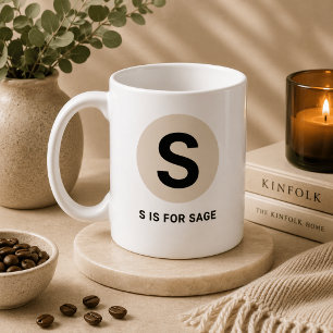 Tasse initiale moderne – Design “S c'est pour [Nom