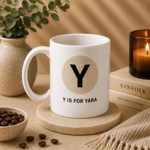 Tasse initiale moderne – Design “Y est pour [Nom]”