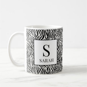 Tasse initiale monochrome zèbre noir et blanc clas