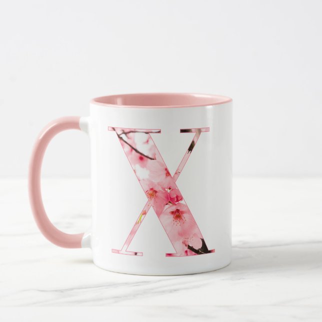 Tasse initiale X florale | Nom et traits personnal (Gauche)