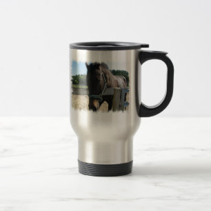 Tasse inoxydable de voyage de baie de cheval fonc