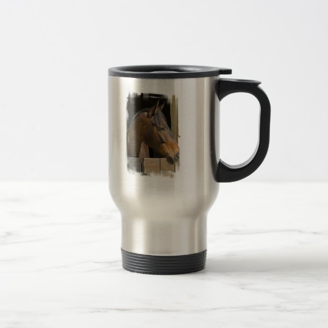 Tasse inoxydable de voyage de chevaux de pur sang (Droit)