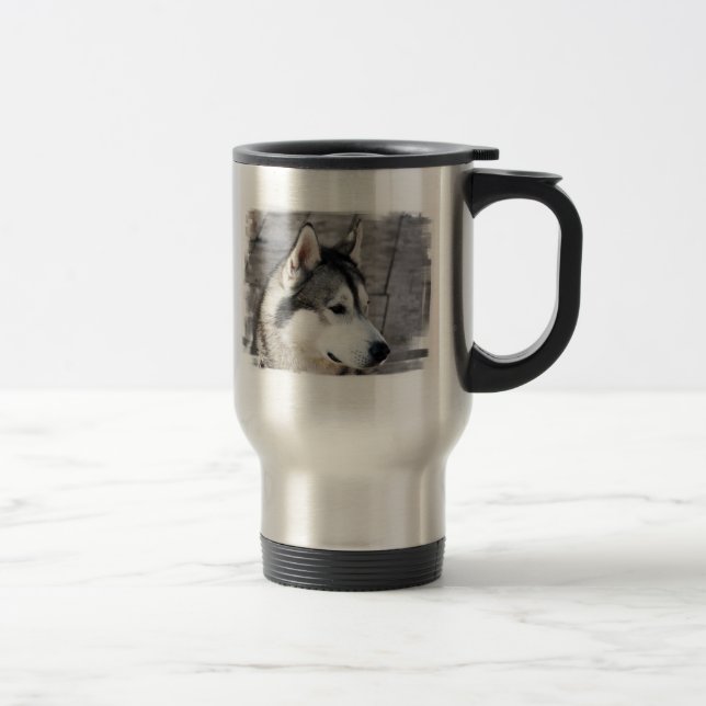 Tasse inoxydable de voyage de photo de Malamute (Droit)