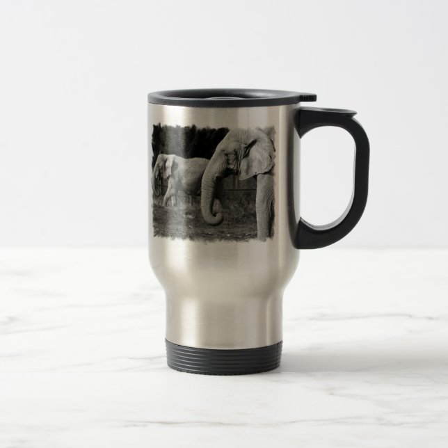 Tasse inoxydable de voyage d'éléphants asiatiques (Droit)