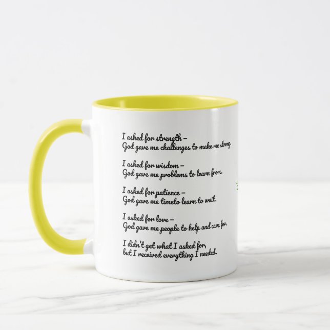 Tasse Inspirante de Citation de Dieu – Force, Sage (Gauche)