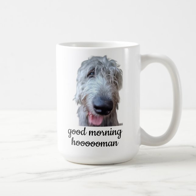 Tasse Irish Wolfhound – Bonjour Hoooooumain (Droite)