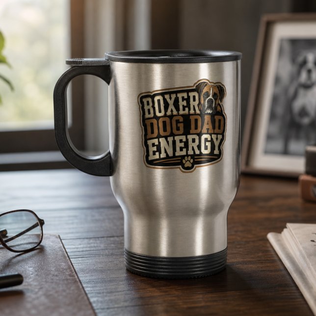 Tasse isolée énergie de papa de Boxer (Boxer Dog Dad Energy Travel Mug)