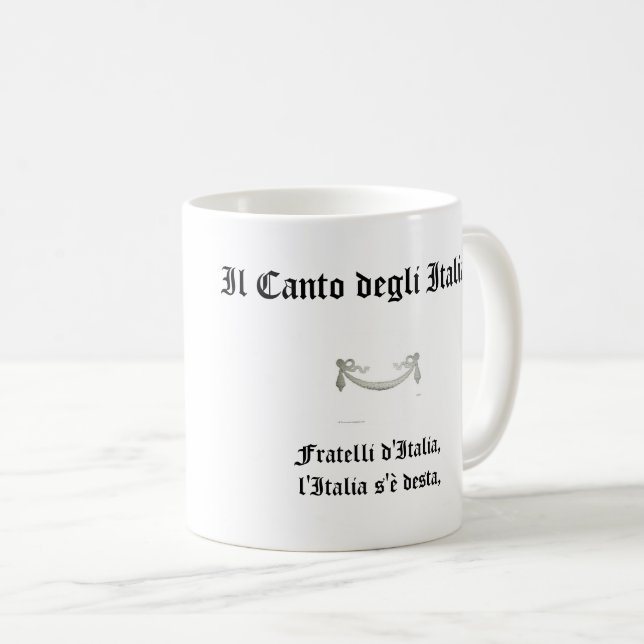 Tasse italienne avec drapeau et début de l'hymne (Devant droit)