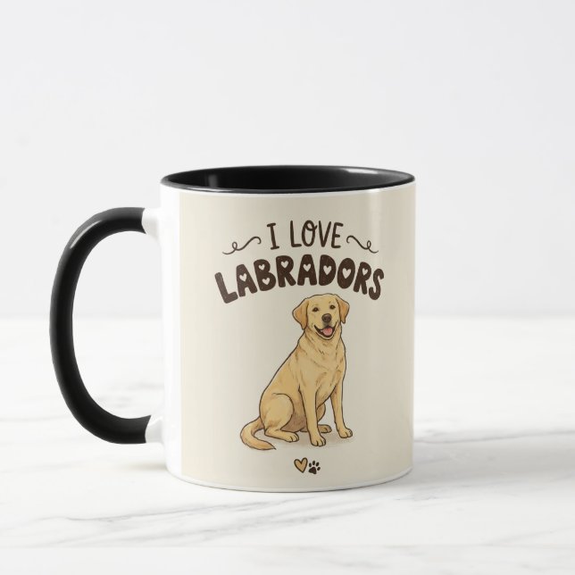 Tasse J'adore les Labradors – Illustration Dessiné (Gauche)