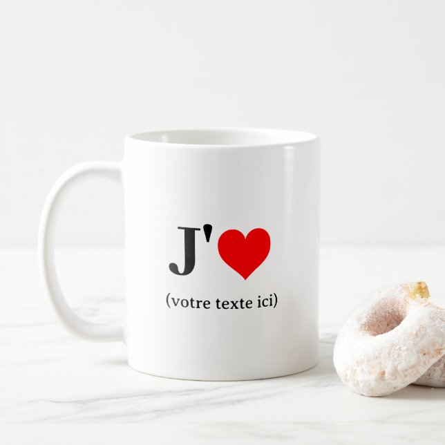 Tasse J'aime (votre texte ici) (Avec donut)