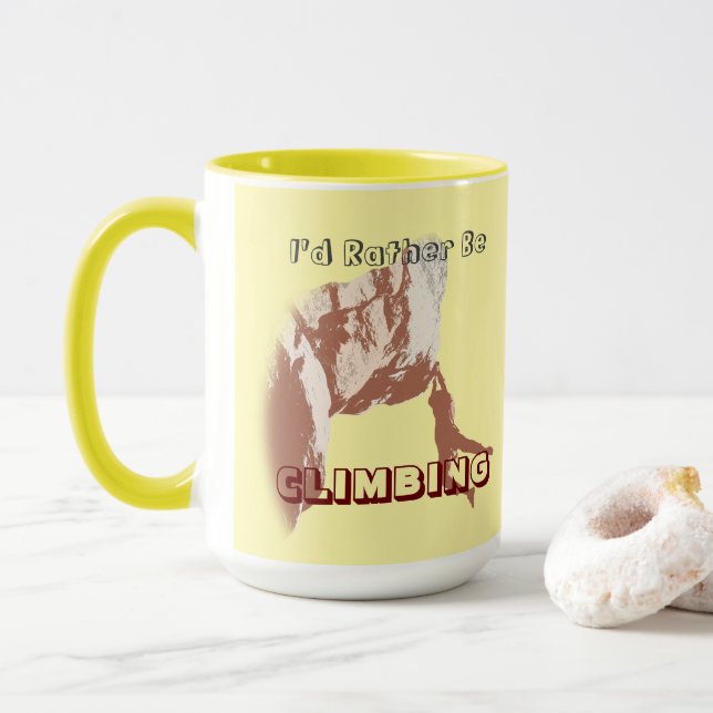 Tasse J'aimerais mieux grimper (Avec donut)
