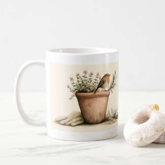 Tasse Jardinier Robin et Pot d'Herbes en Fleurs