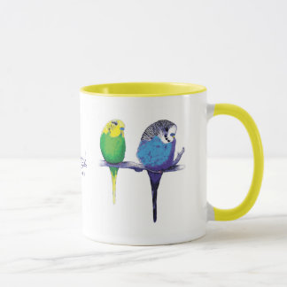 Tasse jaune de perroquet d'oiseau de perruche