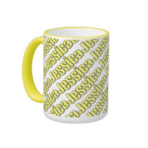 Tasse jaune de style de Jessica