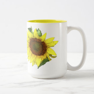 Tasse jaune de tournesol de tasse avec l'intérieur
