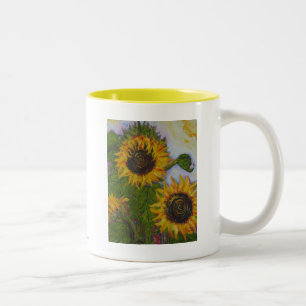 Tasse jaune de tournesols