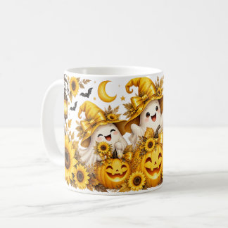 Tasse Jaune Halloween Fantômes Citrouilles & Tourn