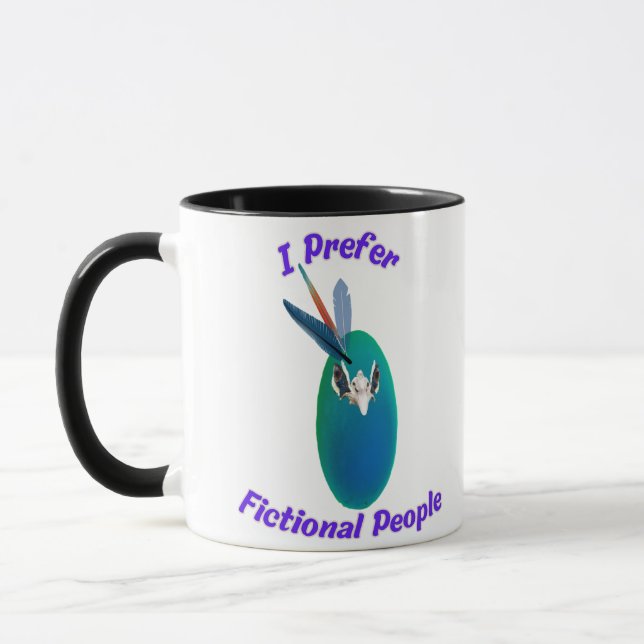 Tasse 'Je préfère les gens fictifs' pour écrivains (Gauche)