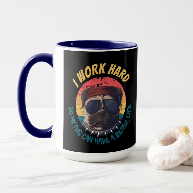 Tasse  JE TRAVAILLE DUR  Mug (Avec donut)