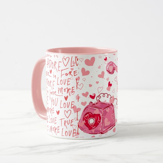 Tasse Joyeuse Saint-Valentin Appel de l'Amour du C (Devant gauche)