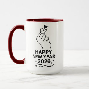 Tasse Joyeux Nouvel An 2026 Or Main Cœur