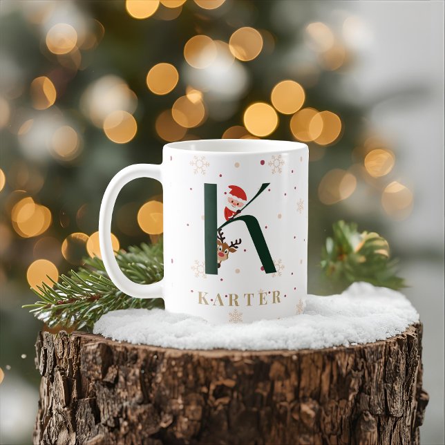 Tasse K Monogramme de Noël Personnalisée (Créateur téléchargé)