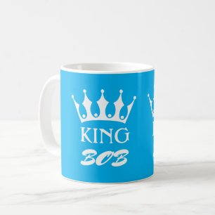 Tasse king personnalisée en bleu avec nom