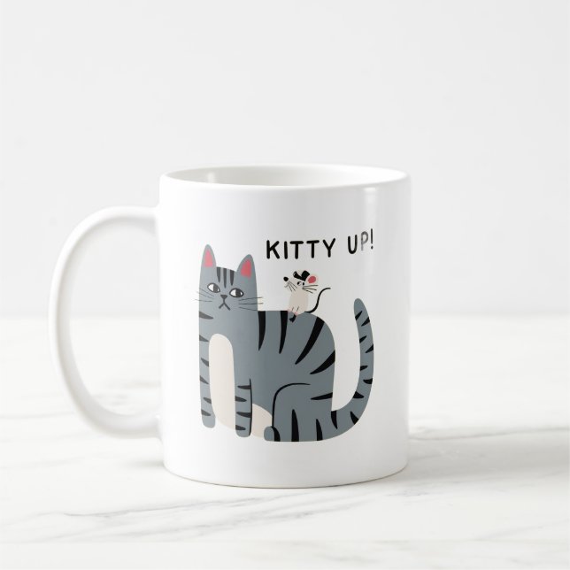 Tasse Kitty Up drôle de chat Design de chat de des (Gauche)
