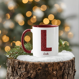 Tasse L Monogramme Pailleté Moderne avec Nom