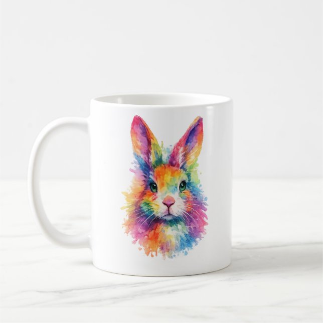 Tasse Lapin Arc-en-ciel Aquarelle – Édition Faune (Gauche)