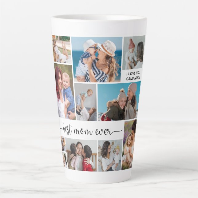 Tasse Latte 11 Photo Collage Meilleure Maman Jamais (Devant)