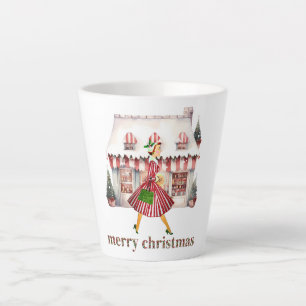 Tasse Latte 1950 Noël Dame Vintage Shopping