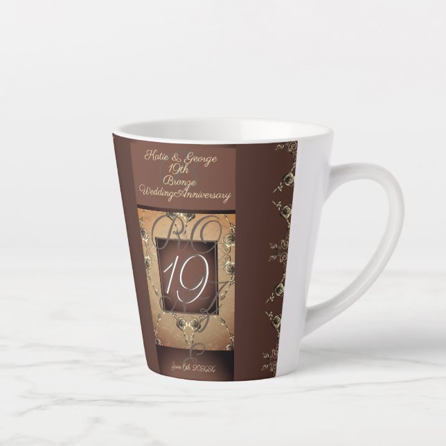 Tasse Latte 19e anniversaire du Mariage bronze foncé (Droite)