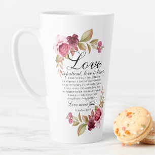 Tasse Latte 1 Corinthiens 13:4-8 L'amour est Patient Bible Flo