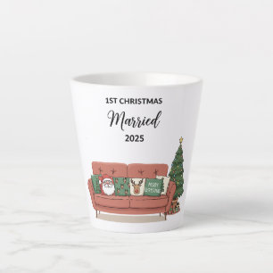Tasse Latte 1er Noël Marié 2025 Nouveau Canapé Mignon et Cos