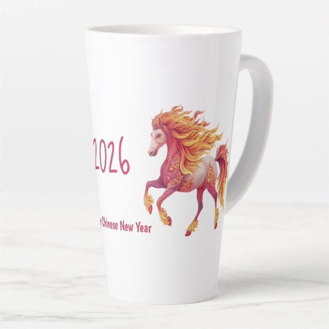 Tasse Latte 2026 Fiery Horse – Happy Chinese New Year (Angle droit)
