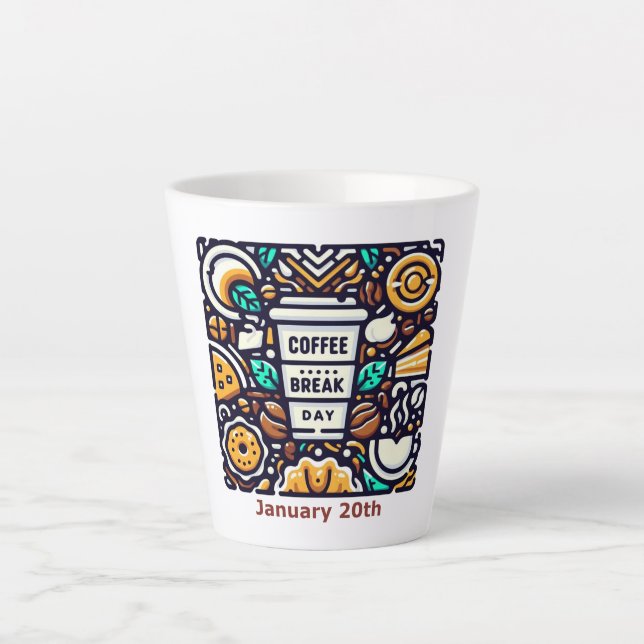 Tasse Latte 20 janvier - Journée de pause café (Devant)