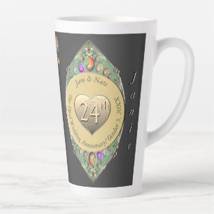 Tasse Latte 24e anniversaire du Mariage OpalServiette