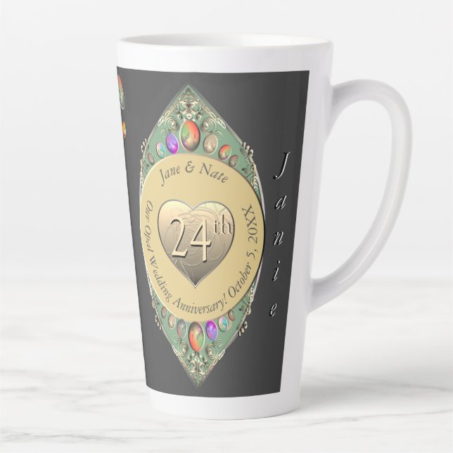 Tasse Latte 24e anniversaire du Mariage OpalServiette (Droite)