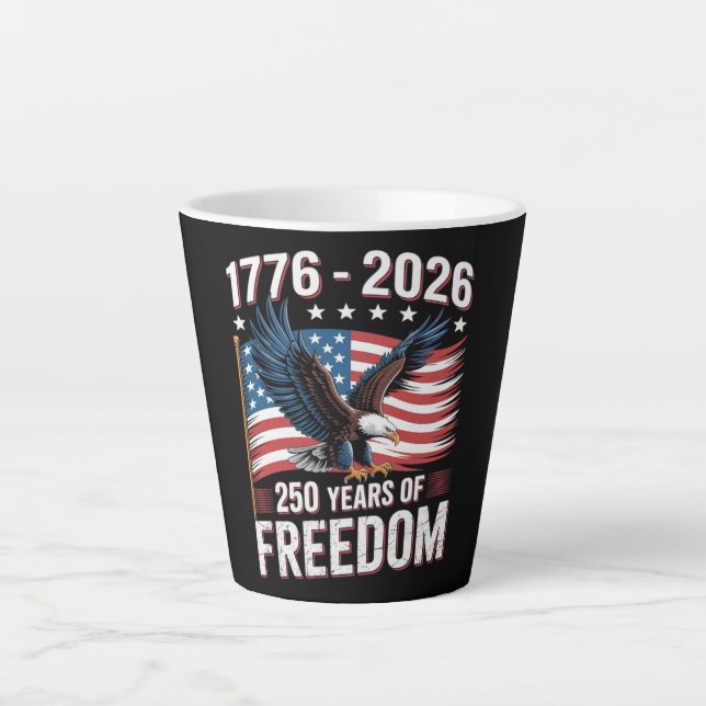 Tasse Latte 250 Ans 1776 2026 250e 4 juillet (Devant)