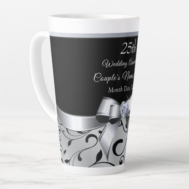 Tasse Latte 25e anniversaire Mariage idées cadeaux pour les am (Angle gauche)