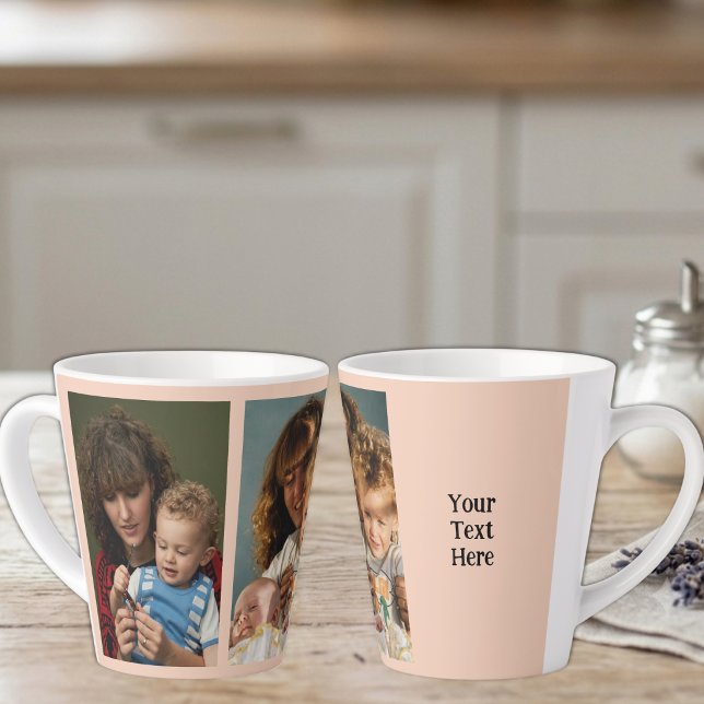Tasse Latte 2 photo ajouter du texte blanc pêche (Créateur téléchargé)