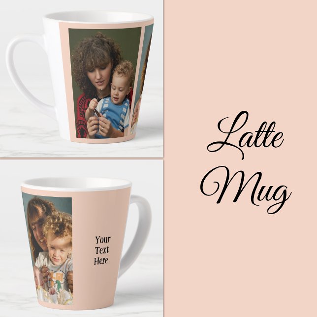 Tasse Latte 2 photo ajouter du texte blanc pêche (Créateur téléchargé)