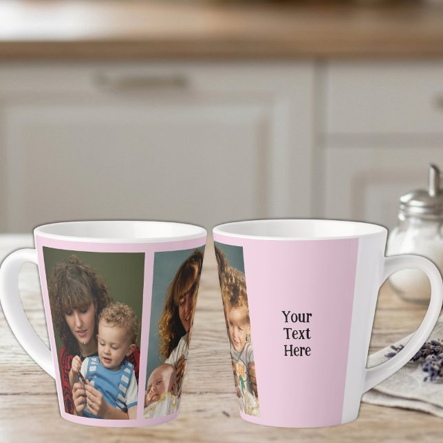 Tasse Latte 2 photo ajouter du texte blanc rose (Créateur téléchargé)